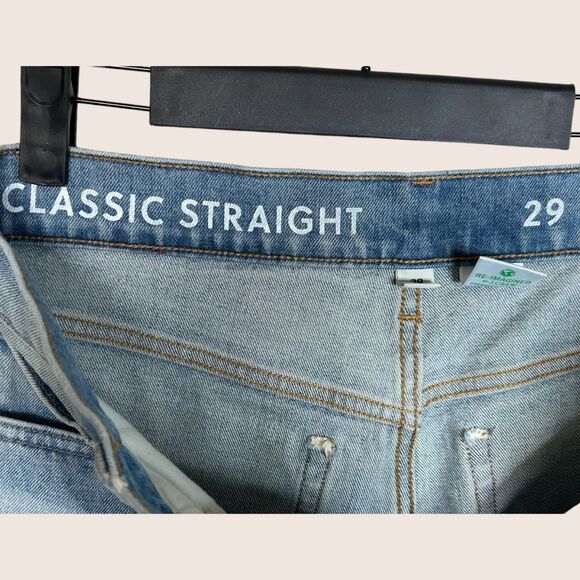 👖 SZ 29 JCREW REIMAGINED LIGHT WASH CLASSIC STRAIGHT FAIR TRADE JEANS - Picture 7 of 9